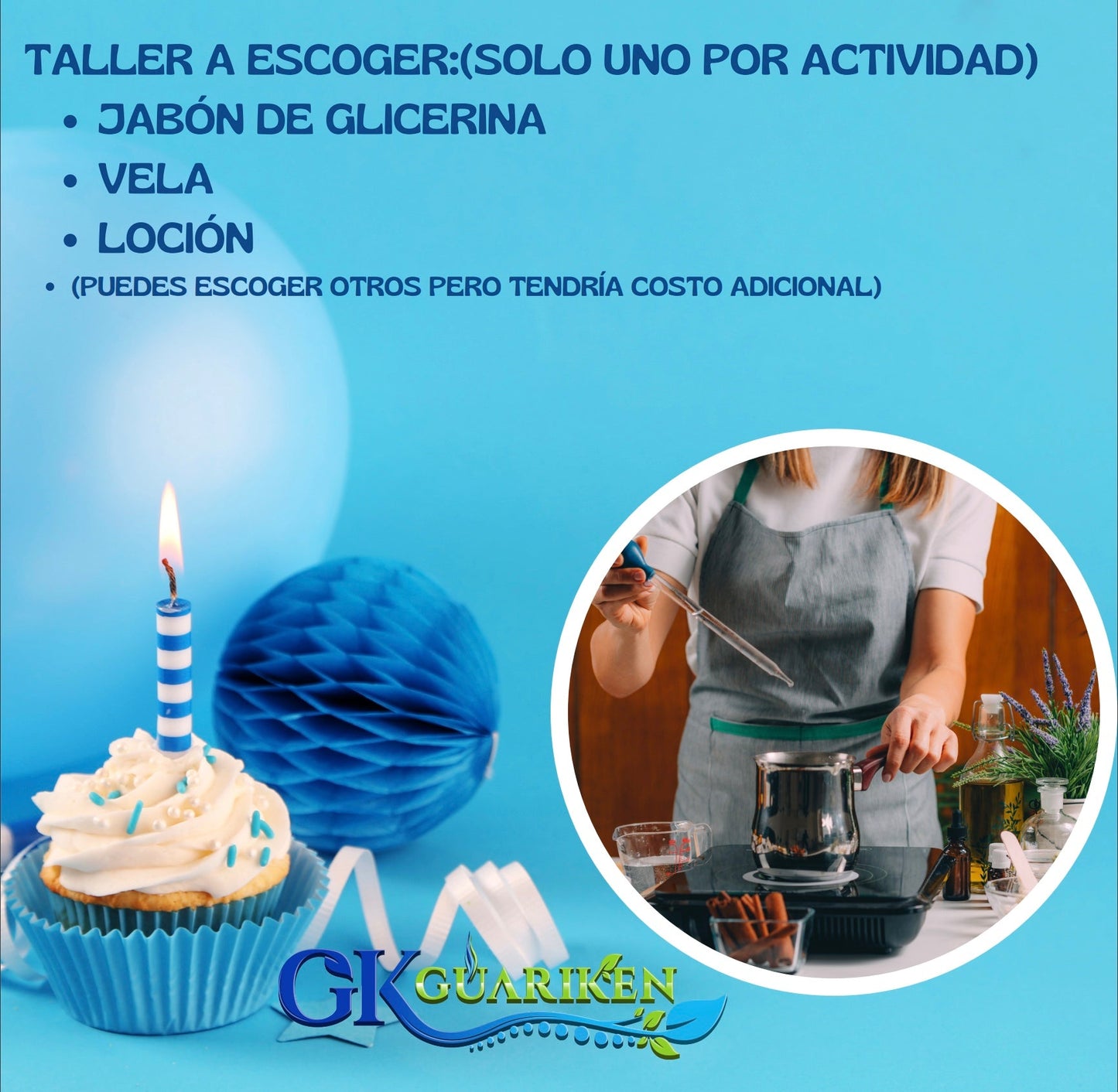 Celebra tu cumpleaños (Taller para 6 invitados)sin Decoración