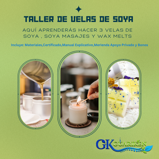 Taller Velas Aromáticas de Soya,Masajes y Wax Melts ($40 Deposito)